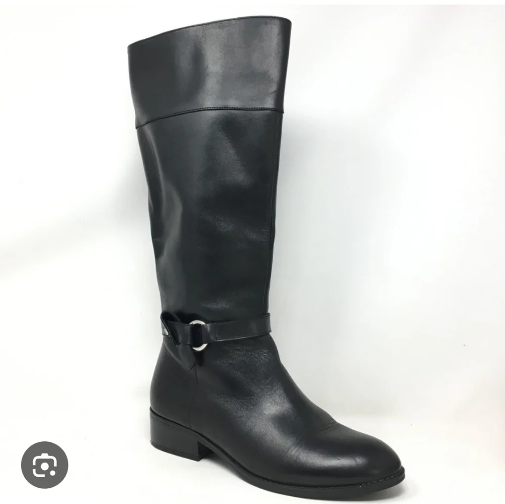 New!Lauren Ralph Lauren Makaila Riding Elegant Black Leather Boots Y2K Cottageco